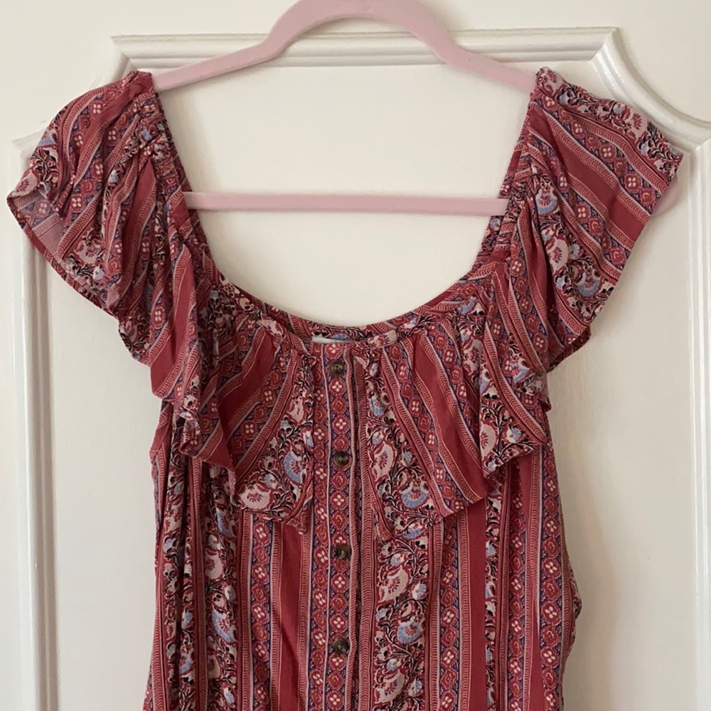 American Eagle button front strapless dress